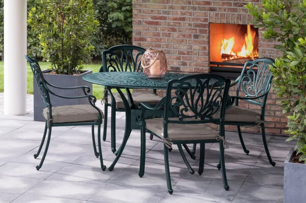 HARTMAN Amalfi Sitzgruppe, Dunkelgrün, Alu-Guss, 4 Diningsessel, Inkl. Polster, Ø120cm 3 HARTMAN Amalfi Sitzgruppe, Dunkelgrün, Alu-Guss, 4 Diningsessel, Inkl. Polster, Ø120cm