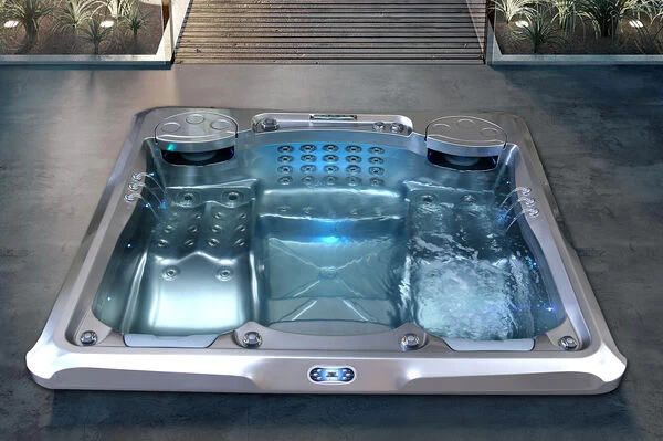 Outtech Steel Art Cetus Whirlpool, Grau/schwarz, 228x214x93 Cm / 1000L, 4 Pers., LED Corner Light, LCD Balboa Anzeige, WIFI READY 3 Outtech Steel Art Cetus Whirlpool, Grau/schwarz, 228x214x93 Cm / 1000L, 4 Pers., LED Corner Light, LCD Balboa Anzeige, WIFI READY