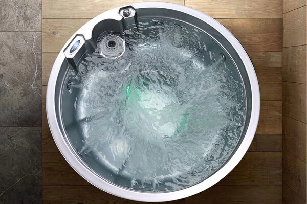 Outtech Steel Art Aqua Whirlpool, Silber/grau, 180x180x73 Cm,5 Pers., LCD Balboa Anzeige, Rund 3 Outtech Steel Art Aqua Whirlpool, Silber/grau, 180x180x73 Cm,5 Pers., LCD Balboa Anzeige, Rund