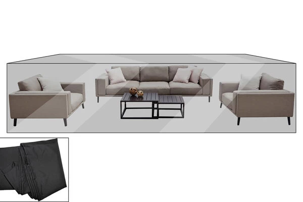 OUTFLEXX Premium Abdeckhaube Für Lounge, Z.B. Lazy Lounge, 470x224x55cm, Wasserbeständig, Schwarz 3 OUTFLEXX Premium Abdeckhaube Für Lounge, Z.B. Lazy Lounge, 470x224x55cm, Wasserbeständig, Schwarz