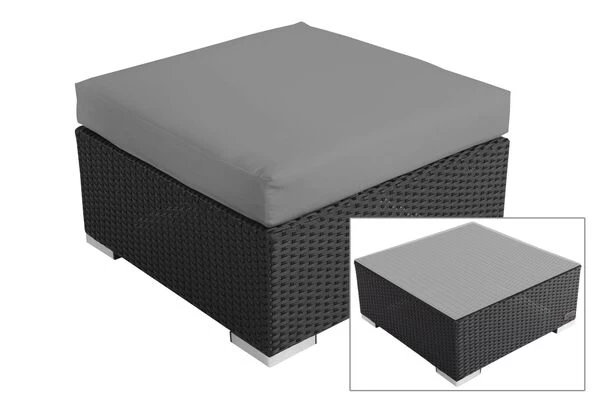 OUTFLEXX Beistelltisch/Hocker, Schwarz, Polyrattan, Inkl. Glasplatte Und Polster 3 OUTFLEXX Beistelltisch/Hocker, Schwarz, Polyrattan, Inkl. Glasplatte Und Polster