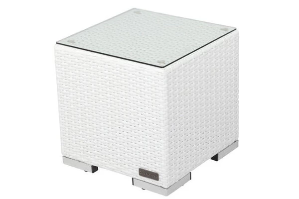 OUTFLEXX Beistelltisch, Weiß, Polyrattan, 40x40x40 Cm, Inkl. Glasplatte 3 OUTFLEXX Beistelltisch, Weiß, Polyrattan, 40x40x40 Cm, Inkl. Glasplatte