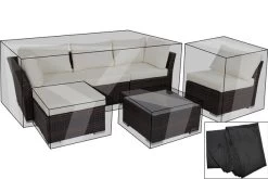 OUTFLEXX Premium Abdeckhaube Für Sofaset 7759-BOX (bis Version 2016, 4tlg. Gestellt), Schwarz, Wasserbeständig