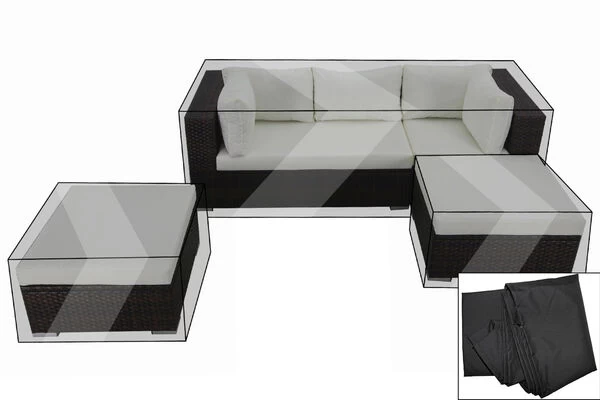 OUTFLEXX Premium Abdeckhauben-Set Für TheBox Lounge -A/-D 7765 (Dreisitzer+2 Hocker), Schwarz, Wasserbeständig 3 OUTFLEXX Premium Abdeckhauben-Set Für TheBox Lounge -A/-D 7765 (Dreisitzer+2 Hocker), Schwarz, Wasserbeständig