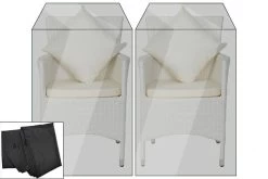 OUTFLEXX Premium Abdeckhaube Für 2er-Set Stühle 2035/ 2036/ 2402-S, Usw., Schwarz, 59x55x82/62 Cm, Wasserbeständig
