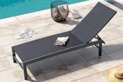 OUTFLEXX Liege, Anthrazit Matt/schwarz, Alu/Textilene, 190x62x34cm, Rückenlehne Verstellbar