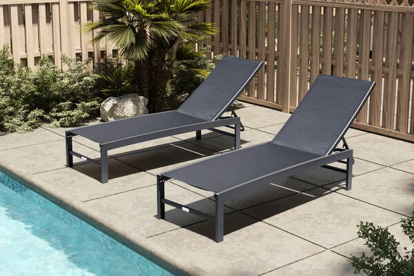 OUTFLEXX Liege, Anthrazit Matt/schwarz, Alu/Textilene, 190x62x34cm, Rückenlehne Verstellbar 14 OUTFLEXX Liege, Anthrazit Matt/schwarz, Alu/Textilene, 190x62x34cm, Rückenlehne Verstellbar – Bild 12
