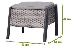 Ploß Louvra 2 Design-Fußhocker, Natur-anthrazit, Polyrattan, 59x55x46cm, Inkl. Polster -Warmer Garten 21623 5.jpg