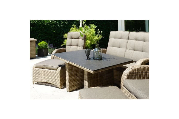 Ploß Rabida Lounge-Tisch, Champagner-meliert, Polyrattan, 140x85cm, Glasplatte In Steinoptik 10 Ploß Rabida Lounge-Tisch, Champagner-meliert, Polyrattan, 140x85cm, Glasplatte In Steinoptik – Bild 8
