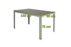 VILLANA Esstisch, Silber/schwarz, Alu/Holzimitat, 150x90cm, Rechteckig -Warmer Garten 21644 mass.jpg