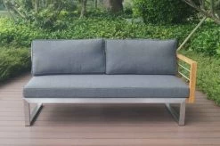 OUTFLEXX 2-Sitzer Sofa, Natur / Grau, FSC-Teak / Edelstahl / Olefin, 165x74x64 Cm, Armlehne Links 11 OUTFLEXX 2-Sitzer Sofa, Natur / Grau, FSC-Teak / Edelstahl / Olefin, 165x74x64 Cm, Armlehne Links -Warmer Garten 21650 2.JPG