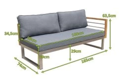 OUTFLEXX 2-Sitzer Sofa, Natur / Grau, FSC-Teak / Edelstahl / Olefin, 165x74x64 Cm, Armlehne Links 13 OUTFLEXX 2-Sitzer Sofa, Natur / Grau, FSC-Teak / Edelstahl / Olefin, 165x74x64 Cm, Armlehne Links -Warmer Garten 21650 5 mass.jpg