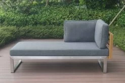 OUTFLEXX Lounger, Natur / Grau, FSC-Teak / Edelstahl / Olefin, 165x74x64 Cm, Armlehne Beidseitig Montierbar 19 OUTFLEXX Lounger, Natur / Grau, FSC-Teak / Edelstahl / Olefin, 165x74x64 Cm, Armlehne Beidseitig Montierbar -Warmer Garten 21652 6.JPG