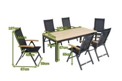 OUTFLEXX Esstischgarnitur, Anthrazit Matt, Alu/Holzimitat, Tisch 200x91cm, 6 Multipo -Warmer Garten 21775 5.jpg