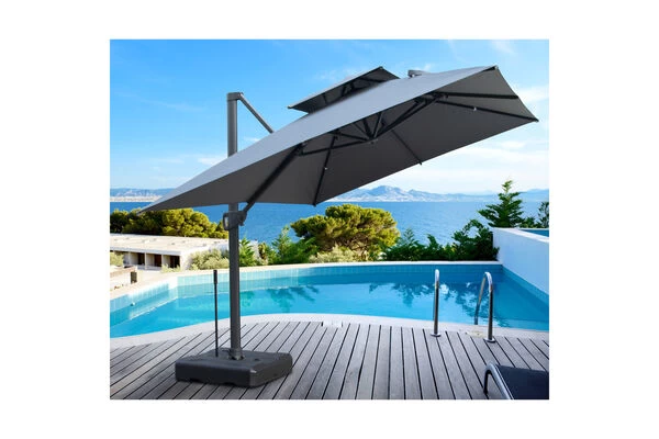 OUTFLEXX Ampelschirm, Anthrazit, Aluminium/Polyester, 300x300cm, Quadratisch 4 OUTFLEXX Ampelschirm, Anthrazit, Aluminium/Polyester, 300x300cm, Quadratisch – Bild 2