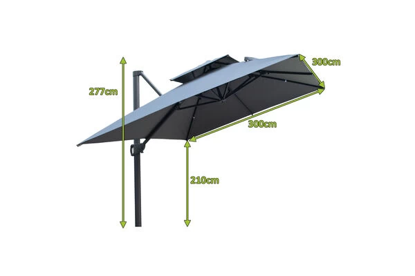 OUTFLEXX Ampelschirm, Anthrazit, Aluminium/Polyester, 300x300cm, Quadratisch 7 OUTFLEXX Ampelschirm, Anthrazit, Aluminium/Polyester, 300x300cm, Quadratisch – Bild 5