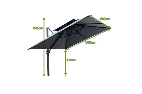 OUTFLEXX Ampelschirm, Anthrazit, Aluminium/Polyester, 300x400cm, Rechteckig 7 OUTFLEXX Ampelschirm, Anthrazit, Aluminium/Polyester, 300x400cm, Rechteckig – Bild 5