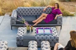 OUTFLEXX Hero Hocker, Suede Grey, Alu/Sunbrella, 150 X 90 X 45 Cm