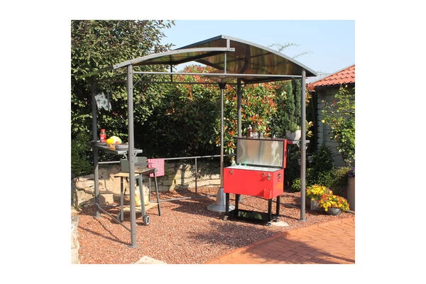 LECO Profi Grillpavillon, Anthrazit/grau Getönt, Aluminium/Polycarbonat, 165x275x233 Cm 4 LECO Profi Grillpavillon, Anthrazit/grau Getönt, Aluminium/Polycarbonat, 165x275x233 Cm – Bild 2