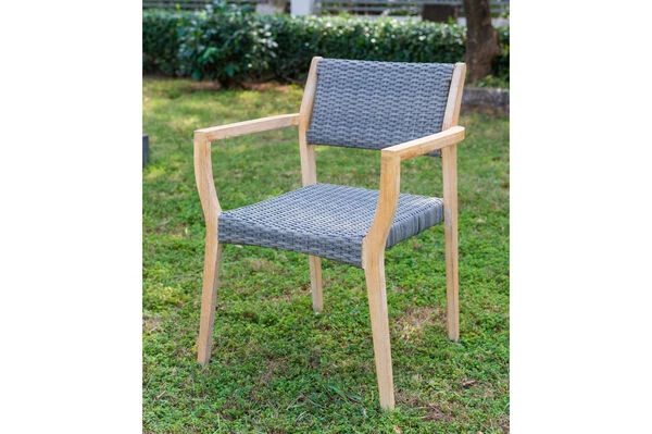 OUTFLEXX Armlehnensessel, Natur/grau, Akazie/Geflecht, 60 X 56 X 83,5 Cm, Stapelbar 6 OUTFLEXX Armlehnensessel, Natur/grau, Akazie/Geflecht, 60 X 56 X 83,5 Cm, Stapelbar – Bild 4