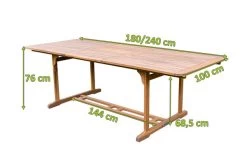 OUTFLEXX Ausziehtisch, Natur, Akazie, 180/240 X 100 Cm, Ausziehfunktion -Warmer Garten 21922 5.jpg