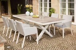 SIENA GARDEN Sincro Ausziehtisch, Matt Weiß-grau/washed Grey, Alu/Keramik, 200/260x100 Cm, Synchroner Auszugsmechanismus -Warmer Garten 21998 1.jpg