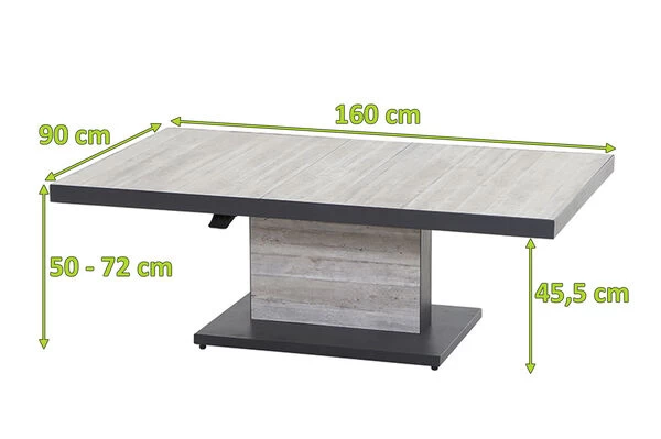 SIENA GARDEN Bellani Lifttisch, Matt Anthrazit/pine Grey, Alu/Keramik, 160x90x50-72 Cm, Stufenlos Verstellbar 7 SIENA GARDEN Bellani Lifttisch, Matt Anthrazit/pine Grey, Alu/Keramik, 160x90x50-72 Cm, Stufenlos Verstellbar – Bild 5