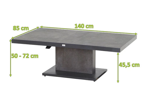 SIENA GARDEN Bellani Lifttisch, Matt Anthrazit/dunkelgrau, Alu/Keramik, 140x85x50-72 Cm, Stufenlos Verstellbar 7 SIENA GARDEN Bellani Lifttisch, Matt Anthrazit/dunkelgrau, Alu/Keramik, 140x85x50-72 Cm, Stufenlos Verstellbar – Bild 5