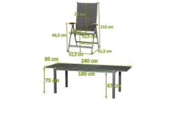 SIENA GARDEN Savina XL/Miros Esstischgarnitur, Matt Graphit/grau, Alu/Teak/Texfabric/Spraystone, Tisch 180/240x90 Cm, 6 Multipos. -Warmer Garten 22038 5.jpg