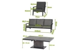 SIENA GARDEN Belia/Bellani Loungemöbel, Matt Anthrazit/grau, Alu/Keramik, Lifttisch 140x85 Cm, 1x 3-Sitzer, 2 Sessel -Warmer Garten 22122 5.jpg