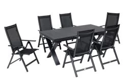 OUTFLEXX Esstischgarnitur, OUTFLEXX® Anthrazit Matt, Alu / Spraystone / Textil, Tisch 180/280x100cm, 6 Multipositionssessel -Warmer Garten 22133 19.jpg