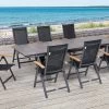 OUTFLEXX Esstischgarnitur, OUTFLEXX® Anthrazit Matt, Alu /HPL / Teak, Tisch 180/280x100cm, 8 Multipositionssessel 1 OUTFLEXX Esstischgarnitur, OUTFLEXX® Anthrazit Matt, Alu /HPL / Teak, Tisch 180/280x100cm, 8 Multipositionssessel -Warmer Garten 22147 1.jpg