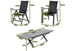 OUTFLEXX Esstischgarnitur, OUTFLEXX® Anthrazit Matt, Alu / HPL / Textil, Tisch 180/280x100cm, 6 Stapelsessel, 2 Multipo -Warmer Garten 22162 5.jpg