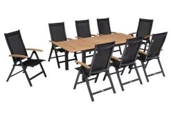 OUTFLEXX Esstischgarnitur, OUTFLEXX® Anthrazit Matt, Alu / Teak / Textil, Tisch 150/210x90cm, 8 Multipositionssessel -Warmer Garten 22168 2.jpg