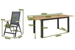 OUTFLEXX Esstischgarnitur, OUTFLEXX® Anthrazit Matt, Alu / Teak / Textil, Tisch 150/210x90cm, 8 Multipositionssessel -Warmer Garten 22168 5.jpg