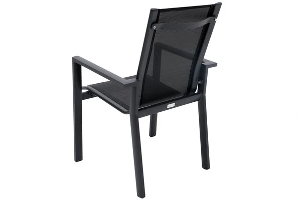 OUTFLEXX Esstischgarnitur, OUTFLEXX® Anthrazit Matt, Alu / Teak / Textil, Esstisch Ø 150 Cm, 5 Stapelsessel 13 OUTFLEXX Esstischgarnitur, OUTFLEXX® Anthrazit Matt, Alu / Teak / Textil, Esstisch Ø 150 Cm, 5 Stapelsessel – Bild 11