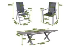 OUTFLEXX Esstischgarnitur, Silber, Alu / HPL / Textil, Tisch 180/280x100cm, 6 Stapelsessel, 2 Multipo -Warmer Garten 22227 5.jpg