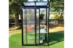 Warmer Garten 33 OUTFLEXX Gewächshaus, Schwarz, Alu/Polycarbonat, 91x51x168cm, Pulverbeschichtet