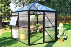 Warmer Garten 21 OUTFLEXX Gewächshaus, Schwarz, Alu/Polycarbonat, 309x355x272cm, Pulverbeschichtet