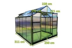 OUTFLEXX Gewächshaus, Schwarz, Alu/Polycarbonat, 311x250x228cm, Pulverbeschichtet -Warmer Garten 22278 mass.jpg