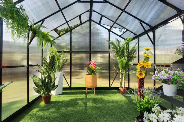 OUTFLEXX Gewächshaus, Schwarz, Alu/Polycarbonat, 372x250x228cm, Pulverbeschichtet 12 OUTFLEXX Gewächshaus, Schwarz, Alu/Polycarbonat, 372x250x228cm, Pulverbeschichtet – Bild 10