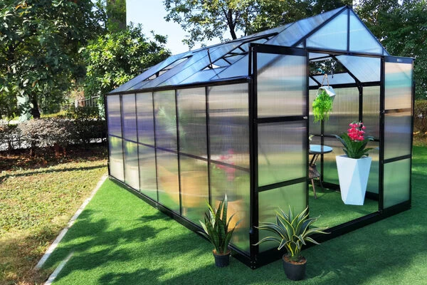 OUTFLEXX Gewächshaus, Schwarz, Alu/Polycarbonat, 372x250x228cm, Pulverbeschichtet 4 OUTFLEXX Gewächshaus, Schwarz, Alu/Polycarbonat, 372x250x228cm, Pulverbeschichtet – Bild 2