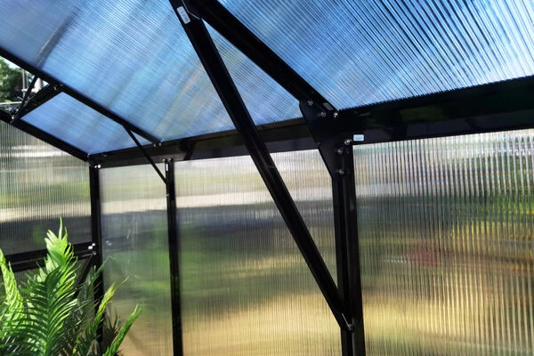 OUTFLEXX Gewächshaus, Schwarz, Alu/Polycarbonat, 372x250x228cm, Pulverbeschichtet 8 OUTFLEXX Gewächshaus, Schwarz, Alu/Polycarbonat, 372x250x228cm, Pulverbeschichtet – Bild 6