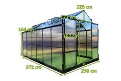 OUTFLEXX Gewächshaus, Schwarz, Alu/Polycarbonat, 372x250x228cm, Pulverbeschichtet 17 OUTFLEXX Gewächshaus, Schwarz, Alu/Polycarbonat, 372x250x228cm, Pulverbeschichtet -Warmer Garten 22279 mass.jpg