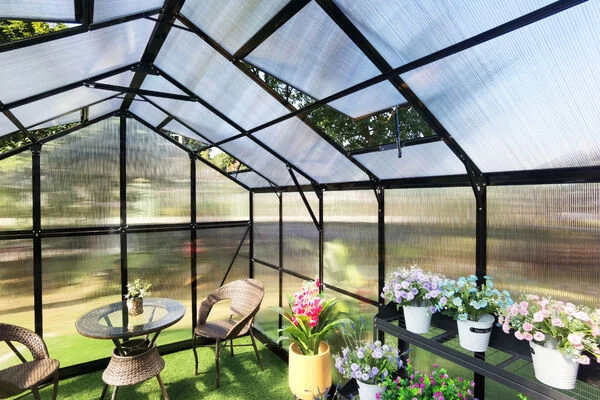 OUTFLEXX Gewächshaus, Schwarz, Alu/Polycarbonat, 433x250x228cm, Pulverbeschichtet 12 OUTFLEXX Gewächshaus, Schwarz, Alu/Polycarbonat, 433x250x228cm, Pulverbeschichtet – Bild 10