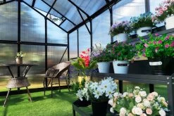 OUTFLEXX Gewächshaus, Schwarz, Alu/Polycarbonat, 433x250x228cm, Pulverbeschichtet 20 OUTFLEXX Gewächshaus, Schwarz, Alu/Polycarbonat, 433x250x228cm, Pulverbeschichtet -Warmer Garten 22280 8.jpg