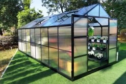 Warmer Garten 23 OUTFLEXX Gewächshaus, Schwarz, Alu/Polycarbonat, 494x250x228cm, Pulverbeschichtet