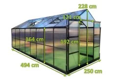 OUTFLEXX Gewächshaus, Schwarz, Alu/Polycarbonat, 494x250x228cm, Pulverbeschichtet -Warmer Garten 22281 mass.jpg