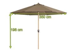 DOPPLER Alu Wood Mittelstockschirm, Greige, Alu/Polyester, 350cm, Mit Kurbel, Holzoptik -Warmer Garten 22340 mass.jpg