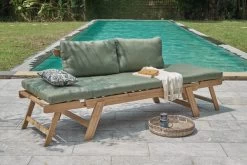 OUTFLEXX Lounge/Liege, FSC Akazie, Teakoptik, 192x70x60cm, Inkl. Polster, Grün